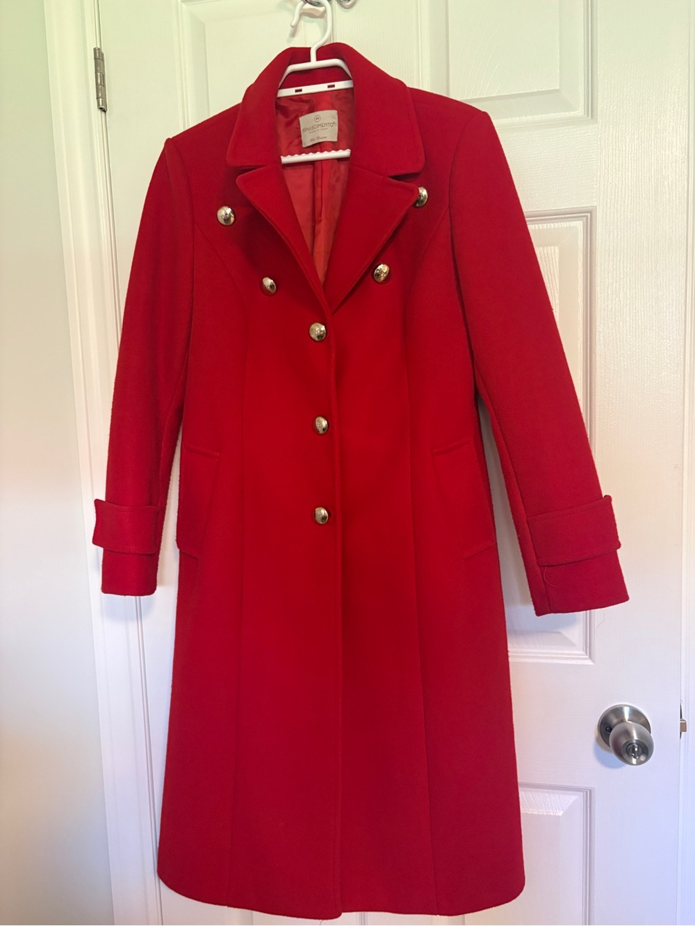 Rinascimento Classic Red Wool Double-Breasted Coat - - Picture 7 of 9